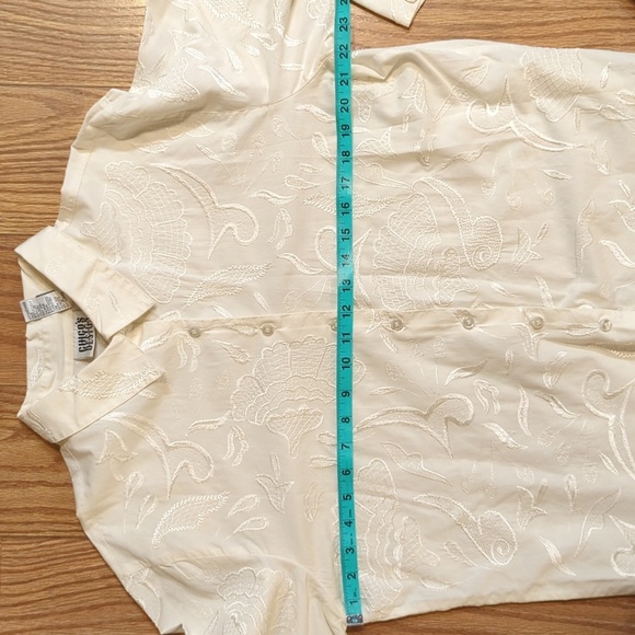 Vintage Chico's embroidered button-down top off-white boho coquette size L / 3 - Picture 4 of 7